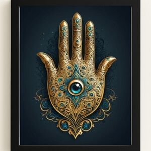 Hamsa Art Print In A Glass Front Frame 8x10